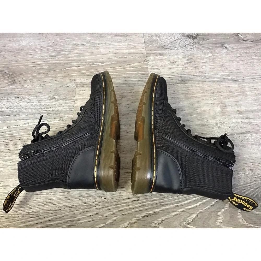 Doc Dr Martens Boots Combs J Combat Lace Up Black Canvas Zip Youth Kids Size 2